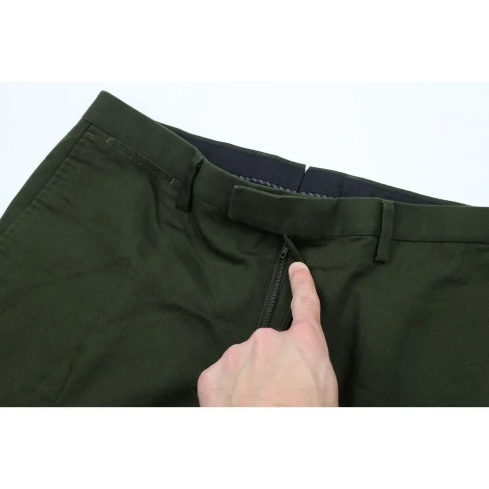 Banana Republic Mens Size 32x33 Flat Front Linen Blend Chinos Chino Pants Green